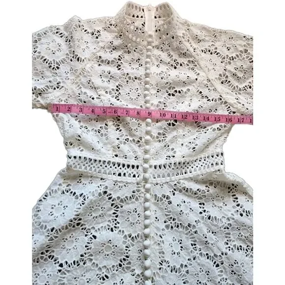 ZimmermannWomen's White Linen And Cotton-blend Guipure Lace Mini Dress L READ ! - Picture 10 of 13
